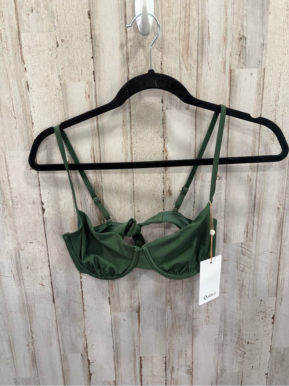 New Quince Italian Demi Bikini Top Palm Green Underwire Small Classic Resort